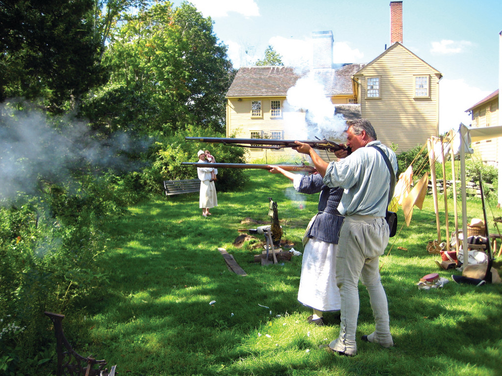 BALLISTIC EXERCISE: Volunteers will demonstrate the use of flintlock muskets, as seen here, at the Revolutionary War Encampment on the weekend of Sept. 24. The exercise is free and open to the public at the Smith-Appleby House.