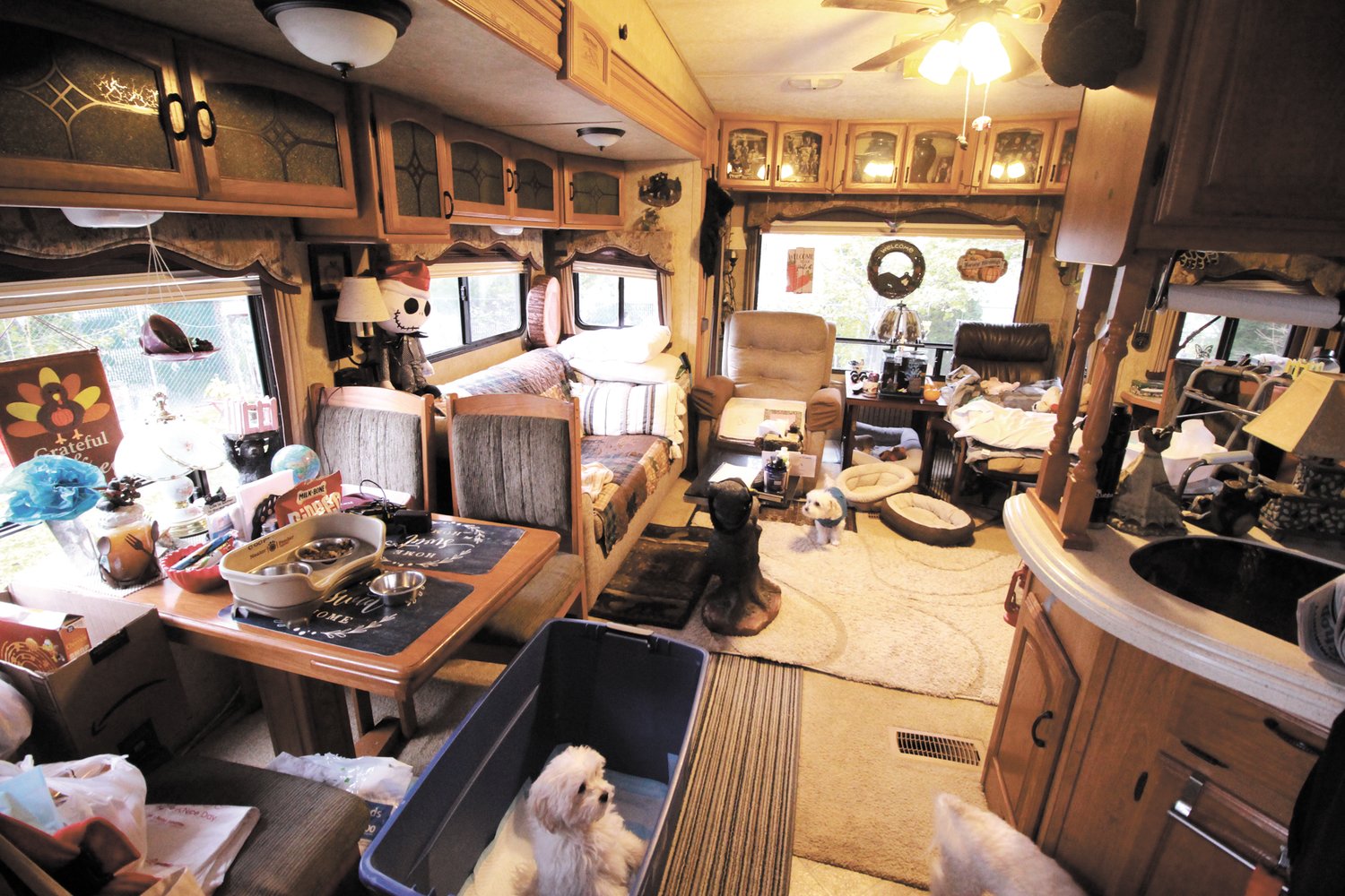 LIVED IN: The trailer interior offers everything Scott needs. He prefers to use it to his home on Warwick Neck because of its easy access.